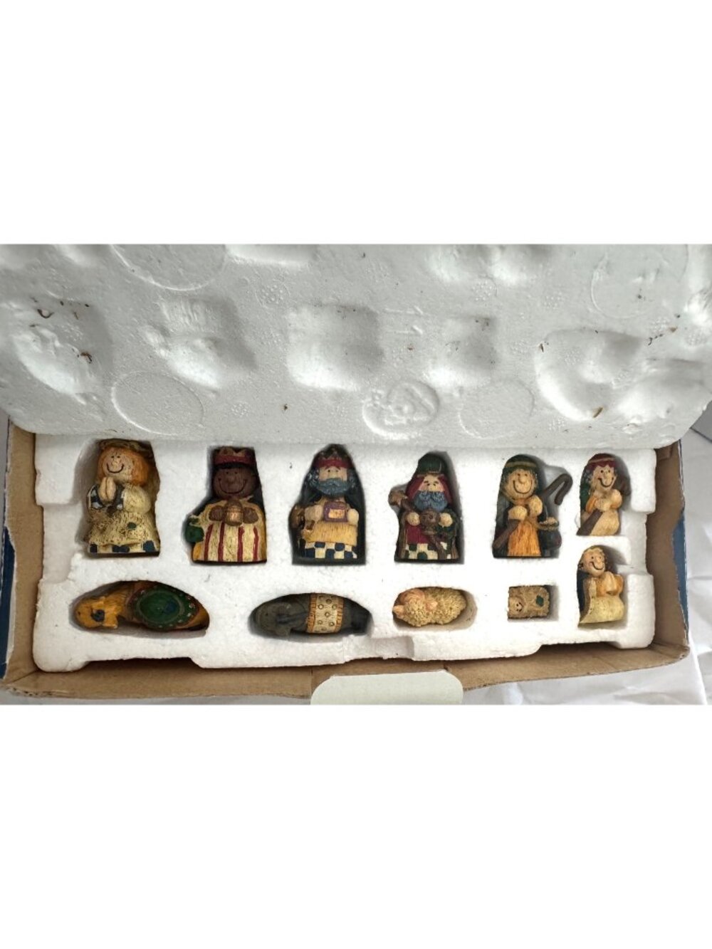 Hand-Painted Wooden Nativity Set With Manger And 11 Figurines
